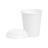 Vaso 250 ml de cartón (PLA) blanco con tapa - Honest Green - 25 unidades