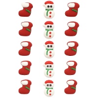 Figuras de azúcar de muñeco de nieve y calcetín - Azucren - 15 unidades