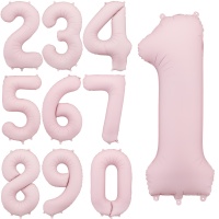 Globo de número rosa claro de 86 cm - PartyDeco - 1 unidad