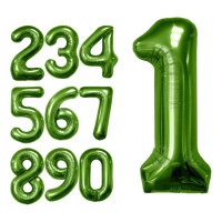 Globo de número verde metálico de 1 m