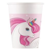 Vasos de Unicornio rosa de 200 ml - 8 unidades