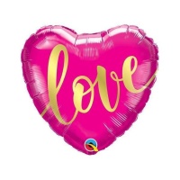 Globo de corazón rosa de Love de 46 cm - Qualatex