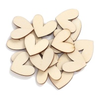 Figuras de madera de corazón de 3 cm - 20 unidades