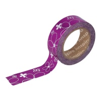 Washi tape de flores rosa metal - 10 m