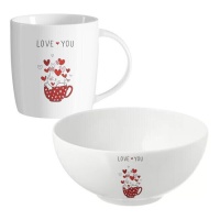 Taza de 350 ml y bol de 450 ml de Love mascotas - 2 unidades