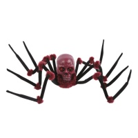 Araña con calavera y pelo granate con luz, sonido y movimiento de 90 cm