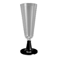 Copa de 150 ml de plástico con pie negro - 50 unidades