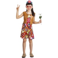 Disfraz de hippie con estampado alegre para niña