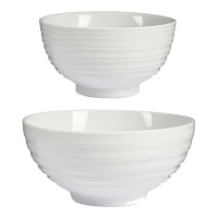 Bol de 1400 ml y 800 ml de porcelana redondos blancos - 2 unidades