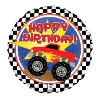 Globo redondo de Monster Truck Happy Birthday de 46 cm - Grabo