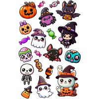 Tatuajes temporales infantiles de Halloween - 1 hoja
