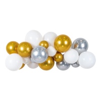 Guirnalda de globos dorada y plateada - 36 unidades