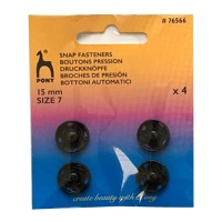 Botones de presión de 1,5 cm negro - Pony - 4 pares