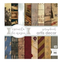 Kit de papeles scrapbooking de Escuela de Magia - Artis decor - 8 hojas