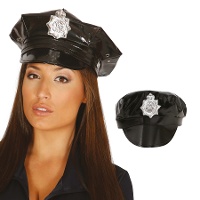 Gorra de policia con placa de vinilo para adulto