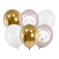 Globos de látex de Osito Baby de 30 cm - PartyDeco - 6 unidades