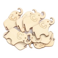 Figuras de madera de elefante bebé feliz de 5 cm - 8 unidades