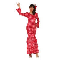 Disfraz de flamenca con lunares rojo y blanco para mujer