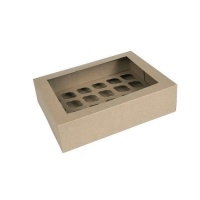 Caja para 24 mini cupcakes color kraft de 33,9 x 25,4 x 9,6 cm - House of Marie - 2 unidades