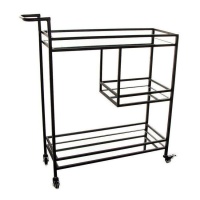 Carrito auxiliar de 96 x 86 x 30 cm de cristal negro - DCasa