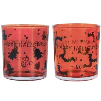 Vasos de Halloween de chupito naranjas de cristal de 7 x 8 cm - 2 unidades