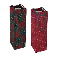 Bolsa vino de 33 x 12 x 10 cm de tartán navideño - 1 unidad