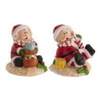 Figuras para roscón de Papá Noel sentado de 3 a 3,5 cm - Dekora - 50 unidades