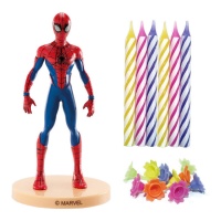 Set para tartas de figura de Spiderman y velas - Dekora