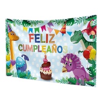 Mural decorativo de dinosaurios feliz cumpleaños de 1,20 x 0,68 m