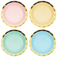Platos redondos surtidos de 4 colores de 17,5 cm - 8 unidades