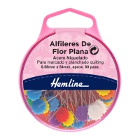 Alfileres cabeza de flor plana de 54 x 0,58 mm - Hemline - 60 unidades