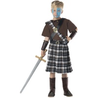 Disfraz de escocés guerrero marrón para niño