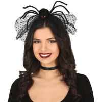 Diadema con araña negra y lazo