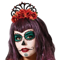 Diadema de Catrina de rosas rojas