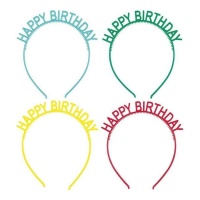 Diadema de Happy birthday de colores - 4 unidades