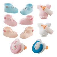 Figuras de azúcar de ropa de bebé de 5 cm  - Dekora - 16 unidades