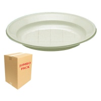 Plato de 22 cm redondo de poliestireno crema - 800 unidades