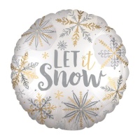 Globo redondo de copos de nieve y mensaje Let it snow de 45 cm - Anagram