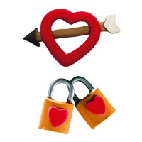 Figuras de azúcar de corazones y candados - Dekora - 18 unidades