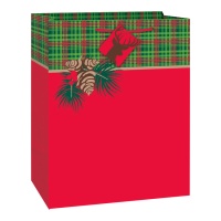 Bolsa de regalo de Navidad roja de 33 x 26,5 x 14 cm - 1 unidad