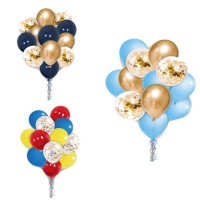 Bouquet de globos de látex metalizados con confetti de cm - 13 unidades
