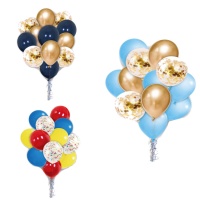 Bouquet de globos de látex metalizados con confetti de 30 cm - 13 unidades