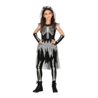 Disfraz de esqueleto con velo para niña