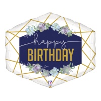 Globo de Navy and Gold Happy Birthday de 76 cm - Grabo