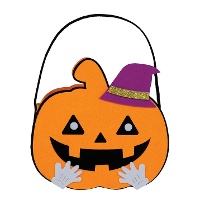 Cesta de calabaza con sombrero de bruja de 16 cm