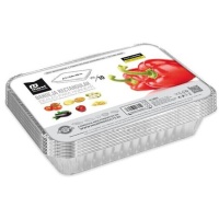 Envase de aluminio desechable rectangular con tapa de 21,9 x 15,8 x 3,8 cm - 10 unidades