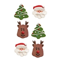 Figuras de azúcar de Papá Noel, reno y árbol de Navidad - Decora - 6 unidades