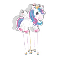 Piñata de forma de Unicornio con corona de 40 x 36 cm