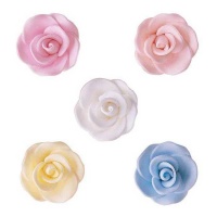 Figuras de azúcar de rosas de colores de 3 cm - Dekora - 76 unidades