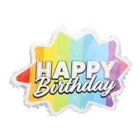 Piñata 3D de Happy Birthday arcoíris de 39 x 28 cm